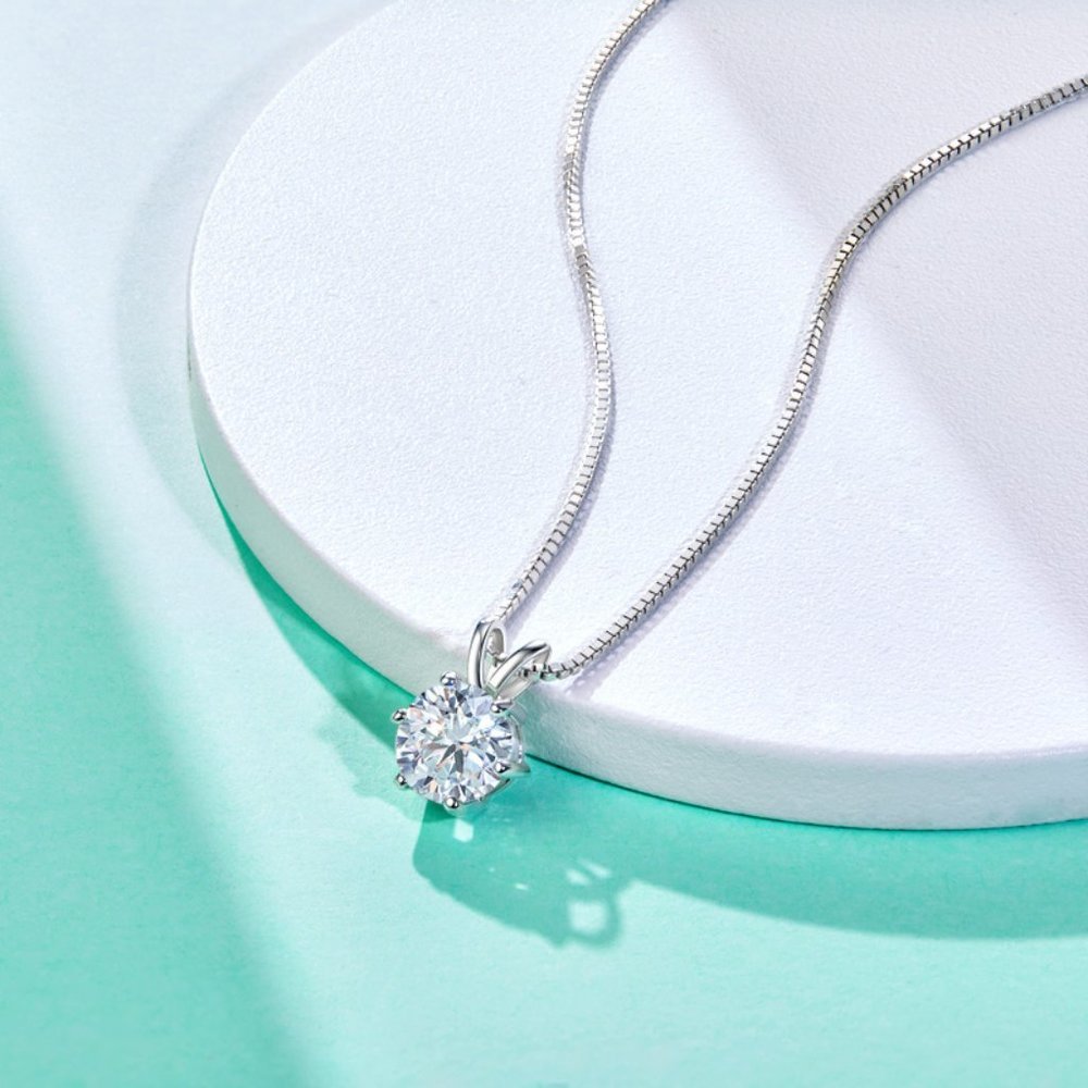 Certified 3 ct. t.w. Moissanite Diamond Solitaire Necklace NEW A - Picture 3 of 10